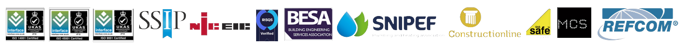 Stein Group accreditations — ISO 14001, ISO 45001, ISO 9001, SSIP, NICEIC, RISQS, BESA, SNIPEF, Constructionline, Gas Safe, MCS and REFCOM